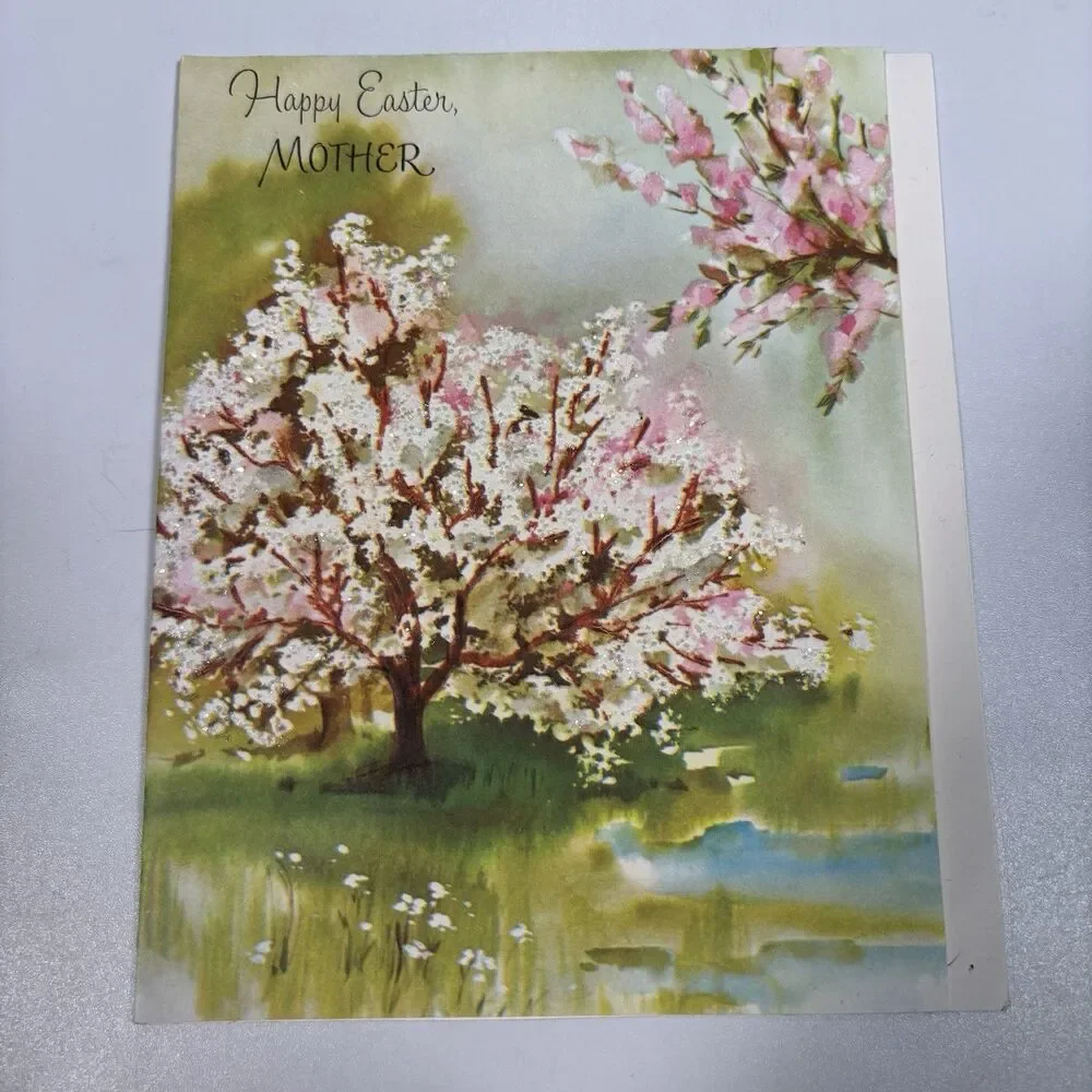 Vintage Buzza Cardozo Happy Easter Mother Glitter Greeting Card Wall Decor Art